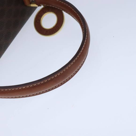 CELINE Macadam Canvas Hand Bag PVC Leather 2way Brown Gold Auth 100655 - Picture 7 of 16